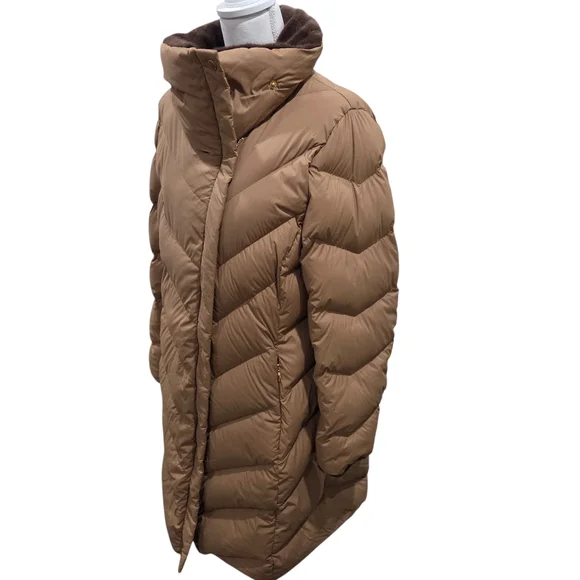 Chevron Down Puffer Coat Antique Gold - Picture 4 of 11
